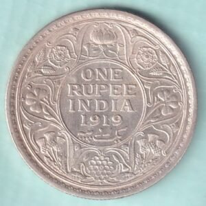 1919 British India One Rupee Silver Coin