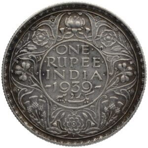 1939 King George VI One Rupee Silver Coin