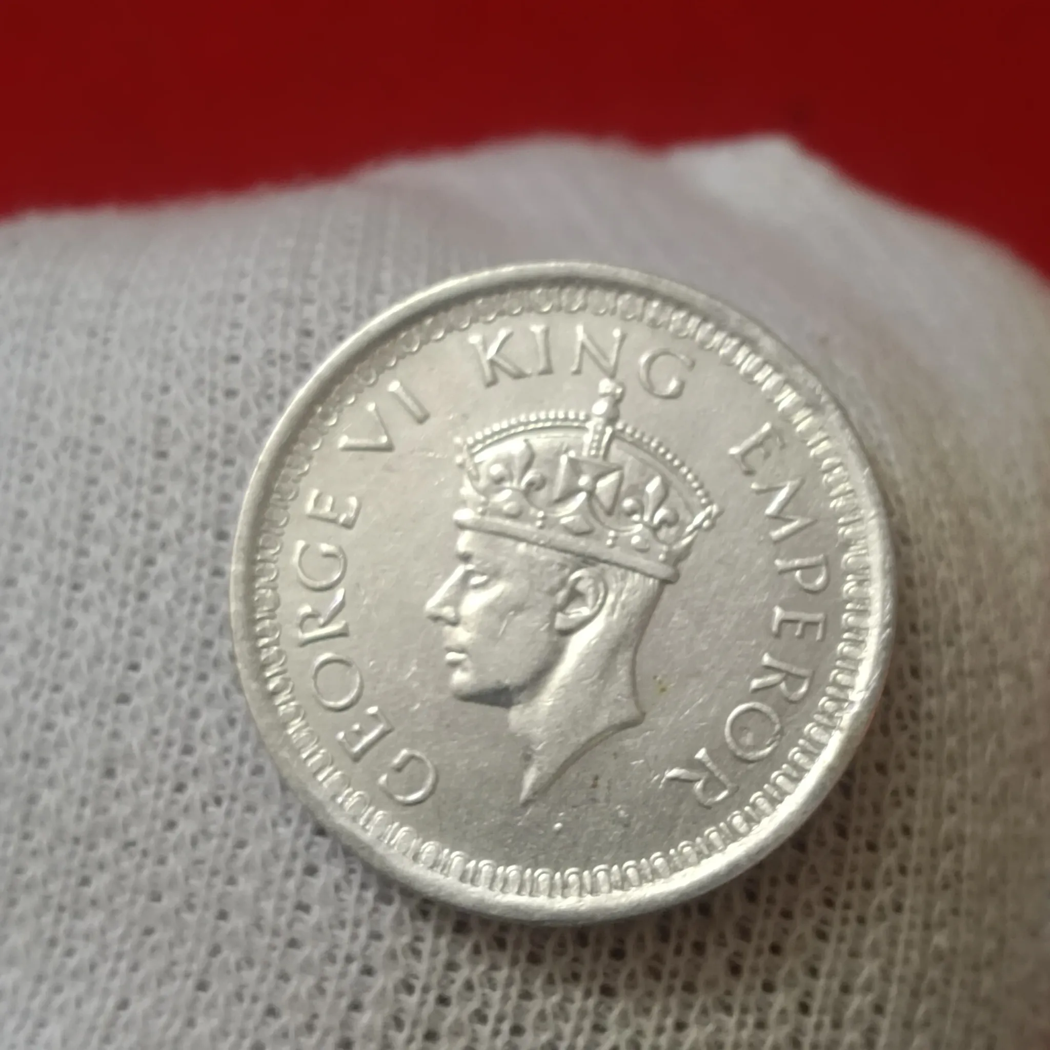1945 King George VI Quarter Rupee Silver Coin - Image 2